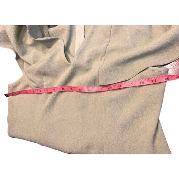 ASOS DESIGN angel sleeve v neck mini shift dress in sage green womans 10 - Picture 7 of 9